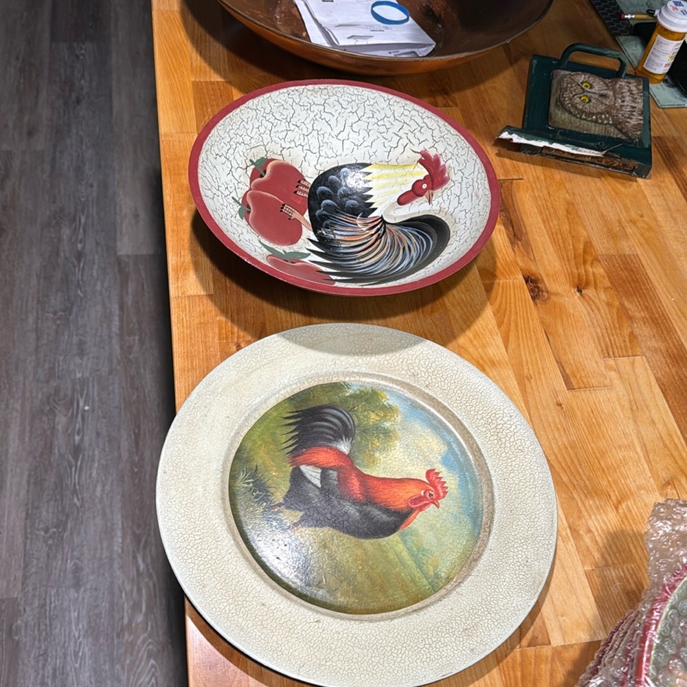 Rooster bowl and plate